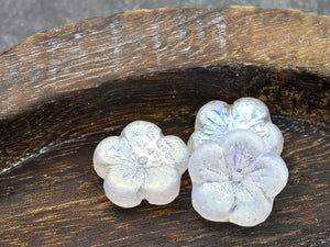 Hibiscus Beads - Czech Glass Beads - Flower Beads - Hawaiian Flower Beads - Picasso Beads - 2pcs - 21mm - (5459)