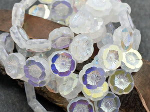 Czech Glass Beads -Flower Beads -  Hibiscus Beads - Hawaiian Flower Beads - 12pcs - 12mm - (1997)