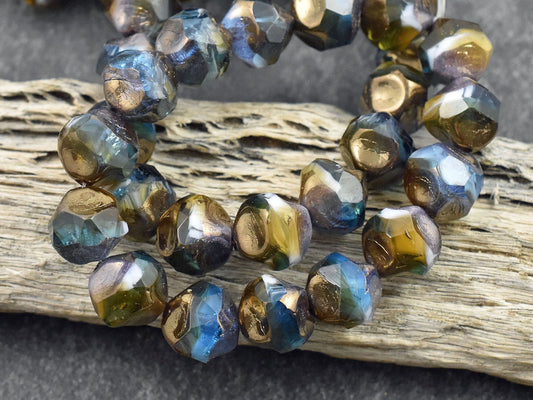 Czech Glass Beads - Central Cut Beads - Picasso Beads - Round Beads - 9mm - 15pcs - (1125)