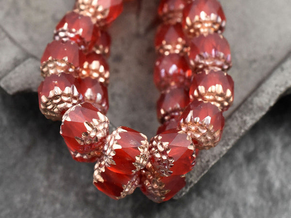 Czech Glass Beads - Cathedral Beads - Red Beads - Fire Polish Beads - 15pcs - 8mm - (771)