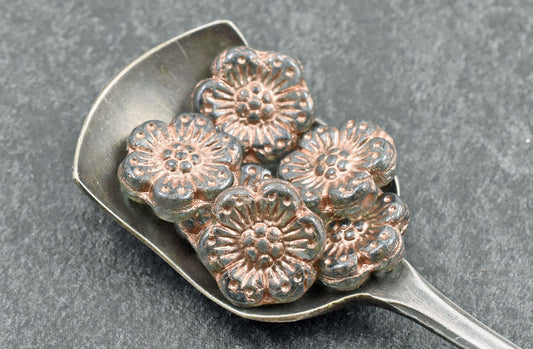 Flower Beads - Czech Glass Beads - Picasso Beads - Wildflower Beads - Czech Glass Flowers - 14mm - 12pcs - (3733)