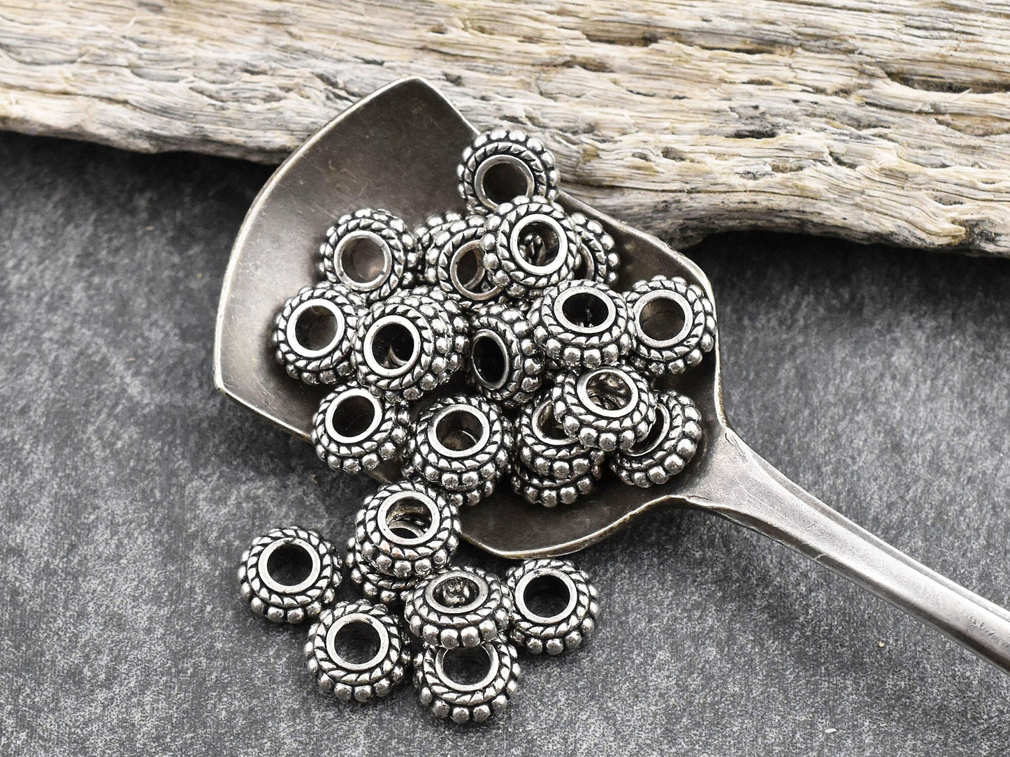 Metal Beads - Rondelle Spacer Beads - Antique Silver - Silver Beads - Silver Spacers - Spacer Beads - 50pcs - 8x3mm - (A58)