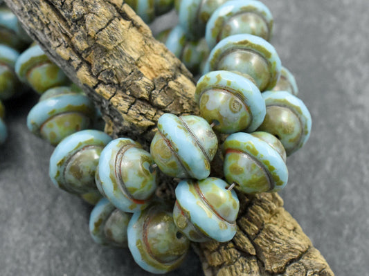 Picasso Beads - Czech Glass Beads - Saturn Beads - Chunky Beads - Large Glass Beads - 10x12mm - 12pcs - (3614)