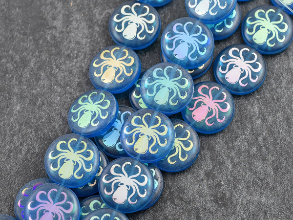 Czech Glass Beads - Laser Etched Beads - Dragonfly Beads - Tattoo Beads - 16mm - 8pcs - (6145)