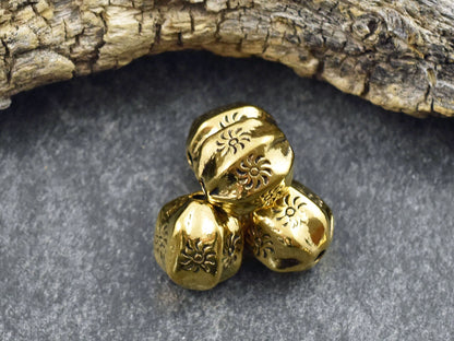 Metal Beads - Antique Gold - Gold Beads - Large Metal Beads - Sun Beads - 11x9mm - 10pcs - (553)