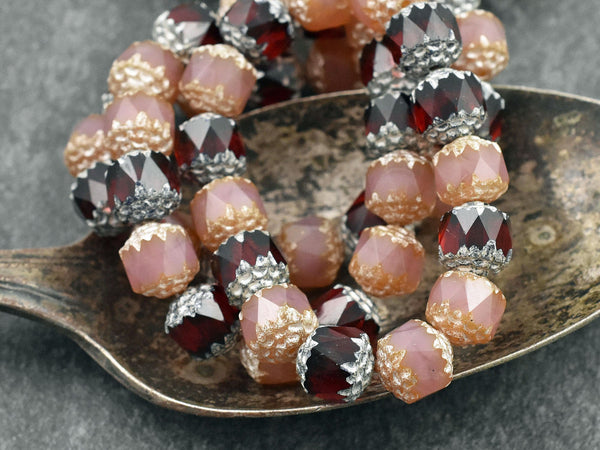 Czech Glass Beads - Cathedral Beads - Fire Polish Beads - Picasso Beads - 15pcs - 8mm - (1043)