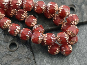 Czech Glass Beads - Cathedral Beads - Fire Polish Beads - Picasso Beads - 15pcs - 8mm - (5366)