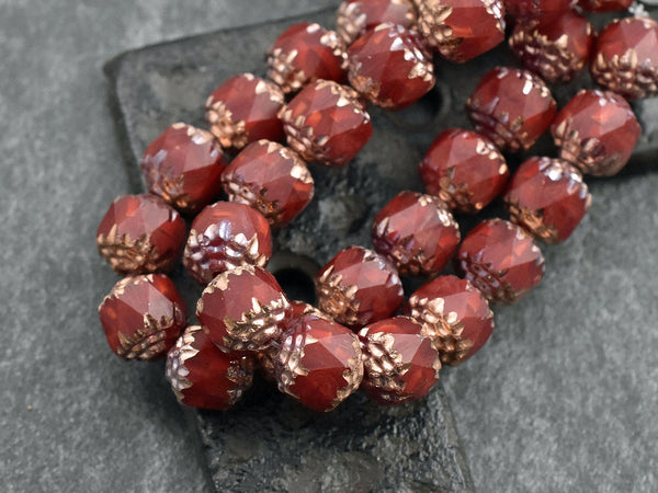 Czech Glass Beads - Cathedral Beads - Fire Polish Beads - Picasso Beads - 15pcs - 8mm - (5366)