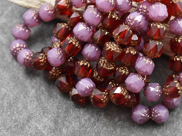 Czech Glass Beads - Cathedral Beads - Picasso Beads - New Czech Beads - Fire Polish Beads - 15pcs - 8mm - (4532)