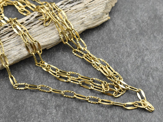 Paper Clip Chain - 21K Gold Chain - Stainless Steel Chain - Cable Chain - Sold by the foot - (CH-G07)