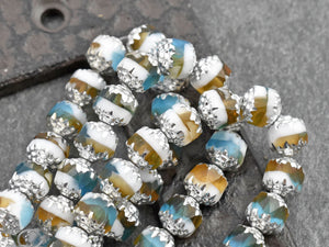 Czech Glass Beads - Cathedral Beads - Picasso Beads - New Czech Beads - Fire Polish Beads - 15pcs - 8mm - (2145)