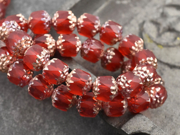 Czech Glass Beads - Cathedral Beads - Red Beads - Fire Polish Beads - 15pcs - 8mm - (771)
