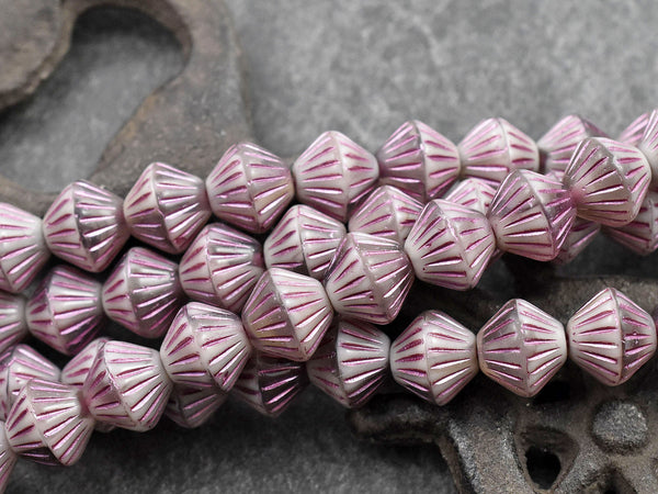 Czech Glass Beads - Picasso Beads - Bicone Beads - Czech Glass Bicone - African Bicone - 11mm - 15pcs - (B572)