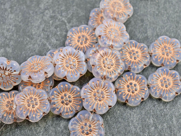 Czech Glass Beads - Picasso Beads - Flower Beads - Czech Glass Flowers - Wildflower Beads - 18mm Flower - 6pcs - (2791)