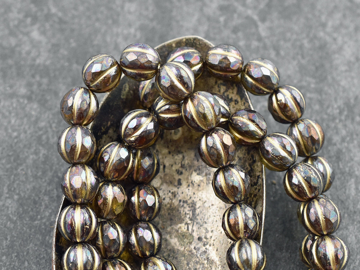 Picasso Beads - Czech Glass Beads - Melon Beads - Faceted Melon - Round Beads - 8mm - 20pcs (459)