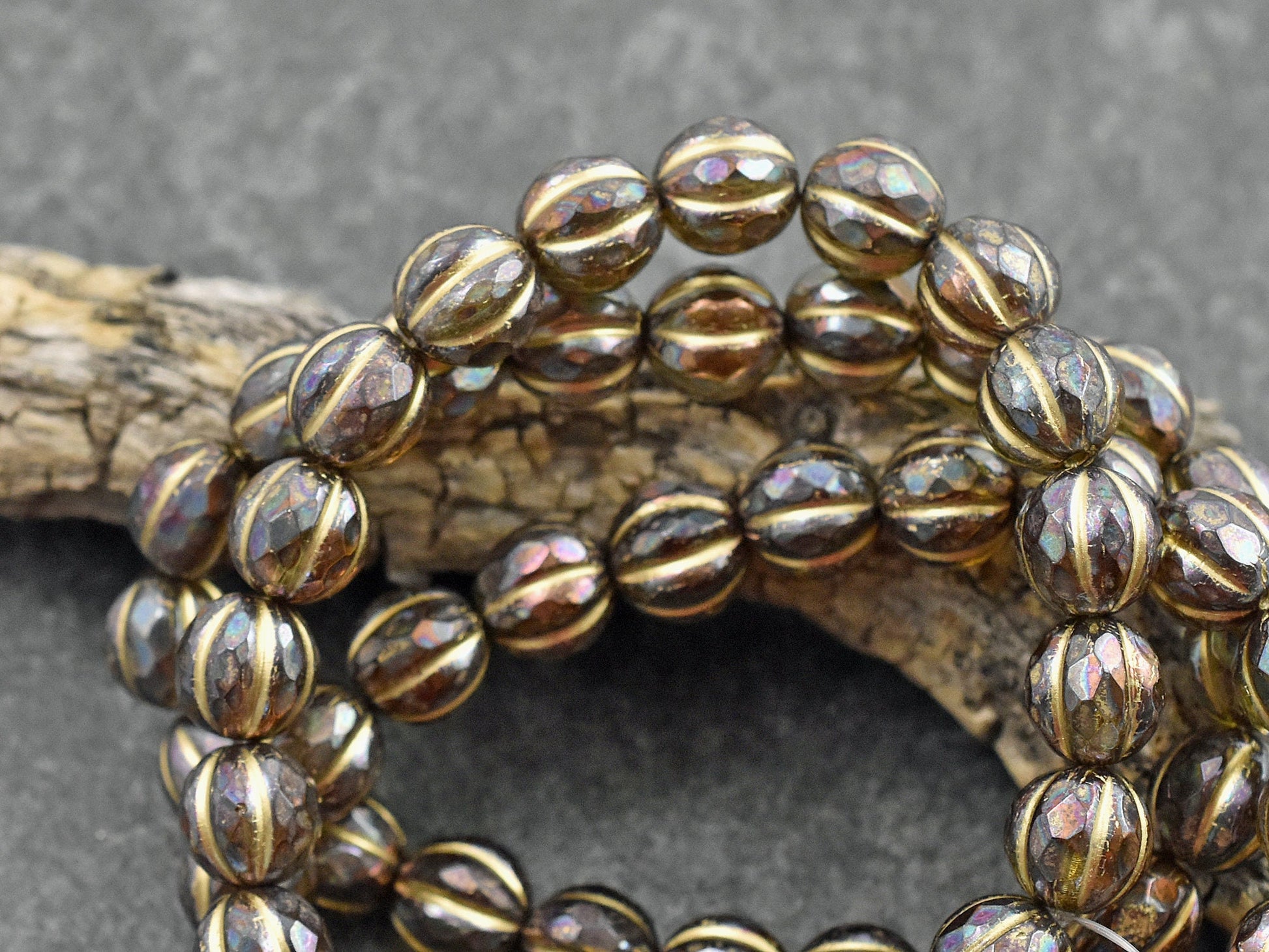 Picasso Beads - Czech Glass Beads - Melon Beads - Faceted Melon - Round Beads - 8mm - 20pcs (459)