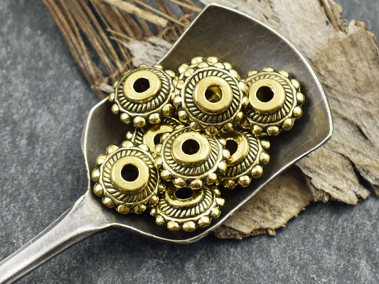 Metal Beads - Metal Spacers - Spacer Beads - Rondelle Spacers - Gold Spacer Beads - 15pcs - 11x6mm - (876)