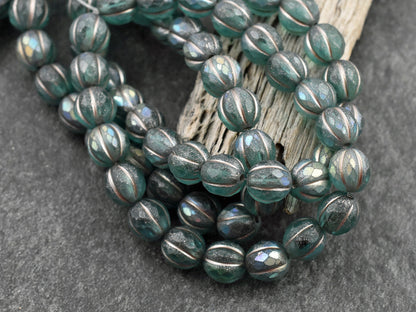 Melon Beads - New Czech Glass Beads - 8mm Beads - Faceted Melon - Round Beads - 8mm - 20pcs - (A518)