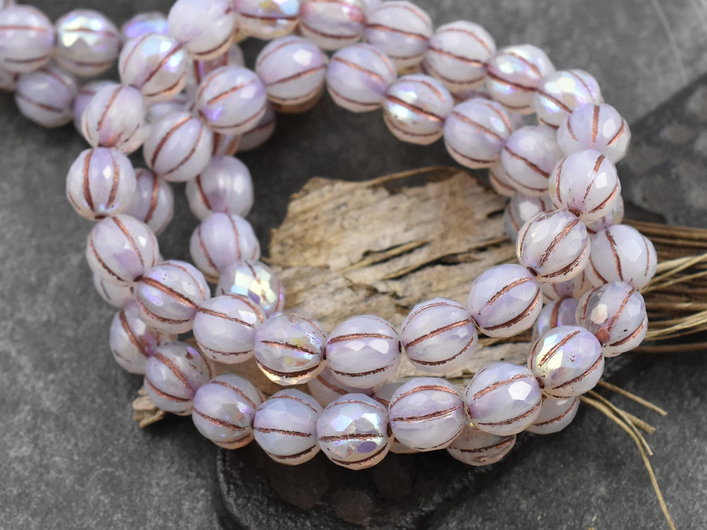 Czech Glass Beads - Opaline Beads - 8mm Melon Beads - Faceted Melon - Crystal Beads - Round Beads - 8mm - 20pcs (5415)