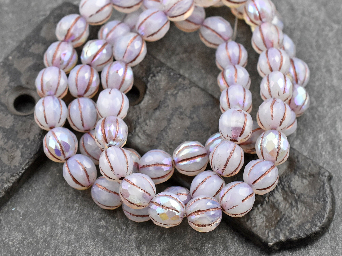 Czech Glass Beads - Opaline Beads - 8mm Melon Beads - Faceted Melon - Crystal Beads - Round Beads - 8mm - 20pcs (5415)