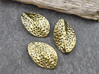 Metal Beads - Metal Spacers - Spacer Beads - Hammered Metal - Antique Gold Beads - 12pcs - 27x17mm - (B520)