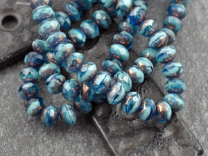 Czech Glass Beads - Rondelle Beads - Picasso Beads - Fire Polished Beads - 5x7mm - 25pcs (B520)
