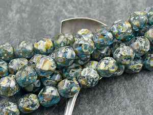 Picasso Beads - Czech Glass Beads - Fire Polished Beads - Round Beads - 10mm Beads - Faceted Beads - 10pcs (A523)