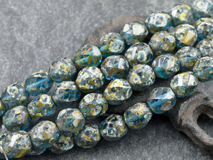 Picasso Beads - Czech Glass Beads - Fire Polished Beads - Round Beads - 10mm Beads - Faceted Beads - 10pcs (A523)