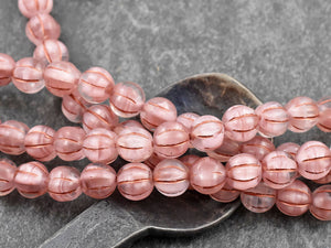 Melon Beads - Czech Glass Beads - Round Beads - Pink Beads - 8mm - 16pcs - (4154)