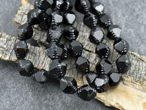 Czech Glass Beads - Black Beads - Bicone Beads - Faceted Beads - 10x8mm - 15pcs - (B996)
