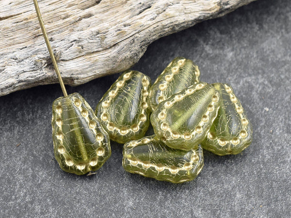 6* 17x12mm Gold Washed Olivine Lacy Teardrop Beads – The Bead Obsession
