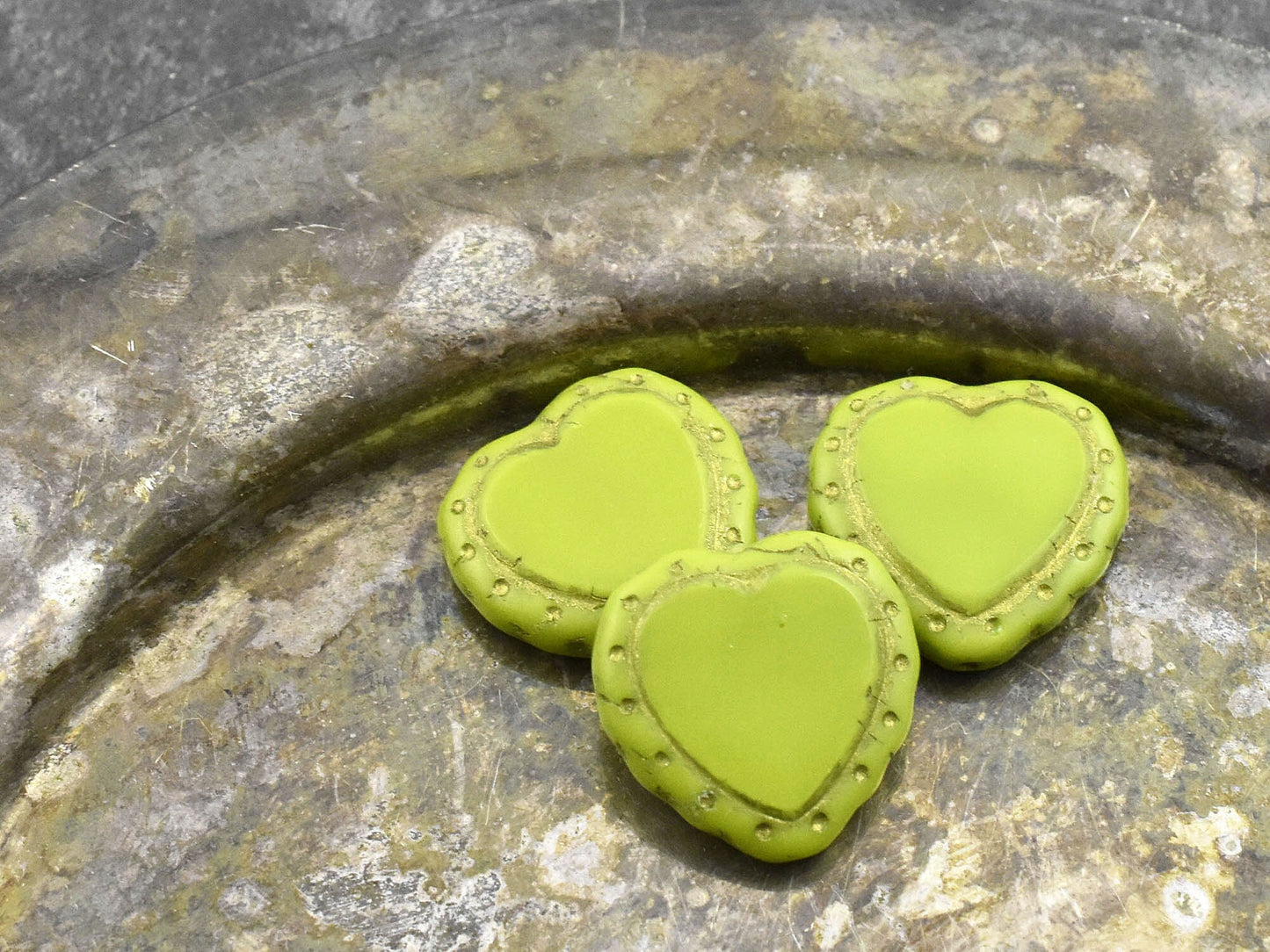 Heart Beads - Czech Glass Beads - Valentines Beads - Picasso Beads - 18mm - 2pcs - (1467)