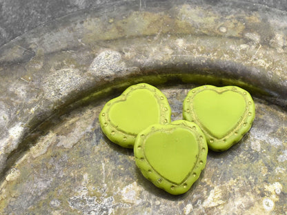 Heart Beads - Czech Glass Beads - Valentines Beads - Picasso Beads - 18mm - 2pcs - (1467)