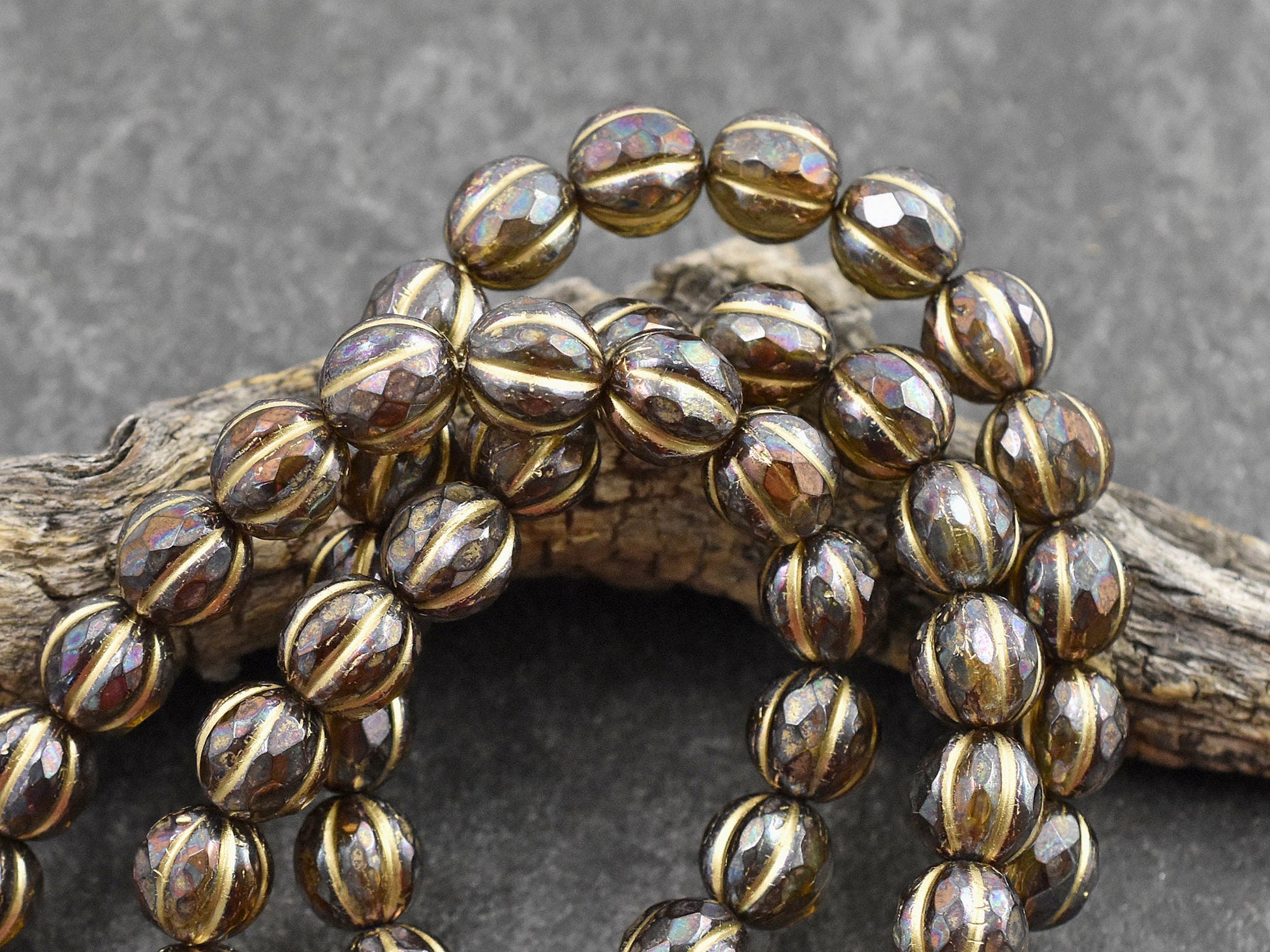 Picasso Beads - Czech Glass Beads - Melon Beads - Faceted Melon - Round Beads - 8mm - 20pcs (459)