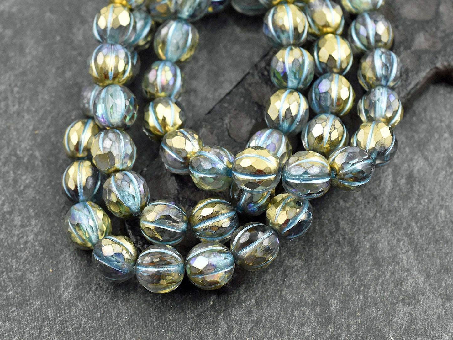 Czech Glass Beads - 8mm Melon Beads - Faceted Melon - Crystal Beads - Round Beads - 8mm - 20pcs (A111)