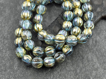 Czech Glass Beads - 8mm Melon Beads - Faceted Melon - Crystal Beads - Round Beads - 8mm - 20pcs (A111)