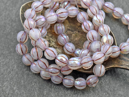 Czech Glass Beads - Opaline Beads - 8mm Melon Beads - Faceted Melon - Crystal Beads - Round Beads - 8mm - 20pcs (5415)