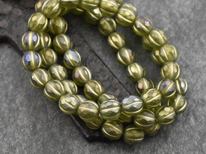 Melon Beads - New Czech Glass Beads - 8mm Beads - Faceted Melon - Round Beads - 8mm - 20pcs - (1049)