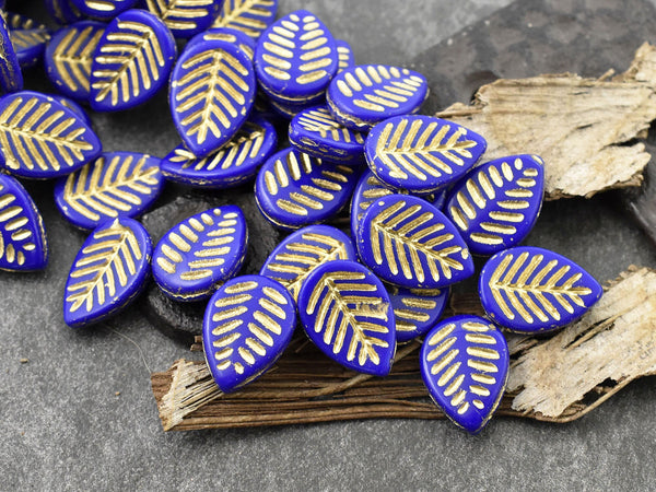 Leaf Beads - Czech Glass Beads - Top Drilled Leaf - Top Drilled Leaves - Top Hole - 16x12mm - 15pcs - (3486)