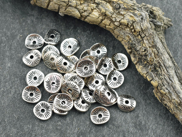 Metal Beads - Silver Spacers - Silver Beads - Disc Spacers - Silver Spacer Beads - Metal Spacer Beads - 9x1mm - 50pcs - (A286)