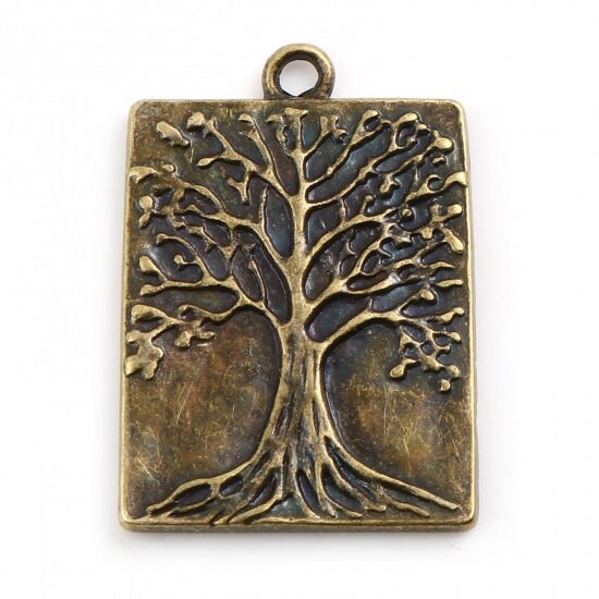 Tree Of Life Pendant - Bronze Pendants - Metal Pendants - Tree of Life Charm - Bronze Charms - 5pcs - 32x22mm - (A590)