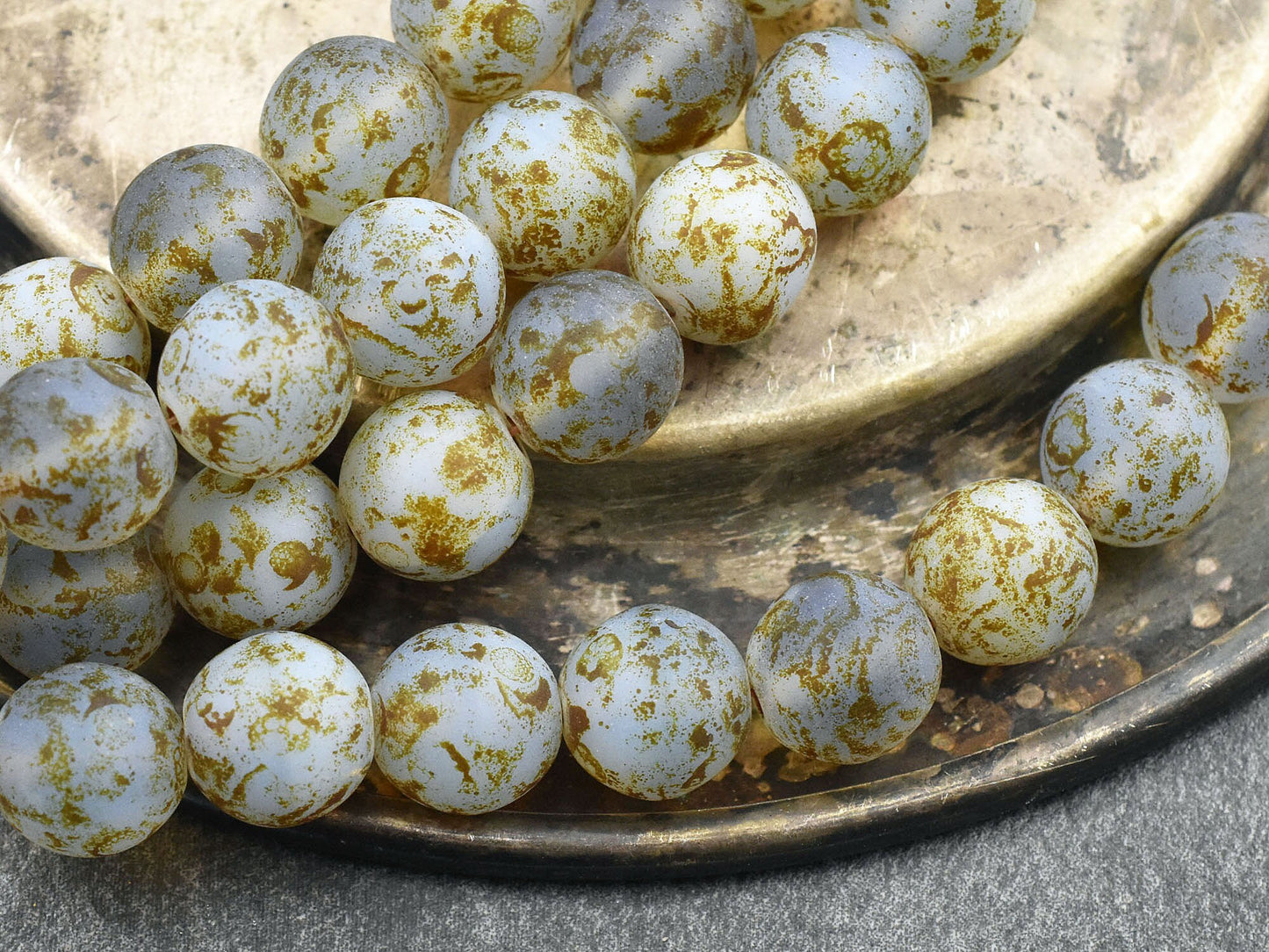 Picasso Beads - Czech Glass Beads - Large Glass Beads - Druk Beads - Chunky Beads - 8pcs - 12mm - (4810)