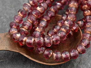 Czech Glass Beads - Rondelle Beads - Picasso Beads - Fire Polished Beads - 5x7mm - 25pcs (102)