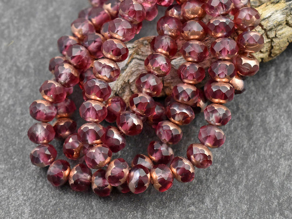 Czech Glass Beads - Rondelle Beads - Picasso Beads - Fire Polished Beads - 5x7mm - 25pcs (102)