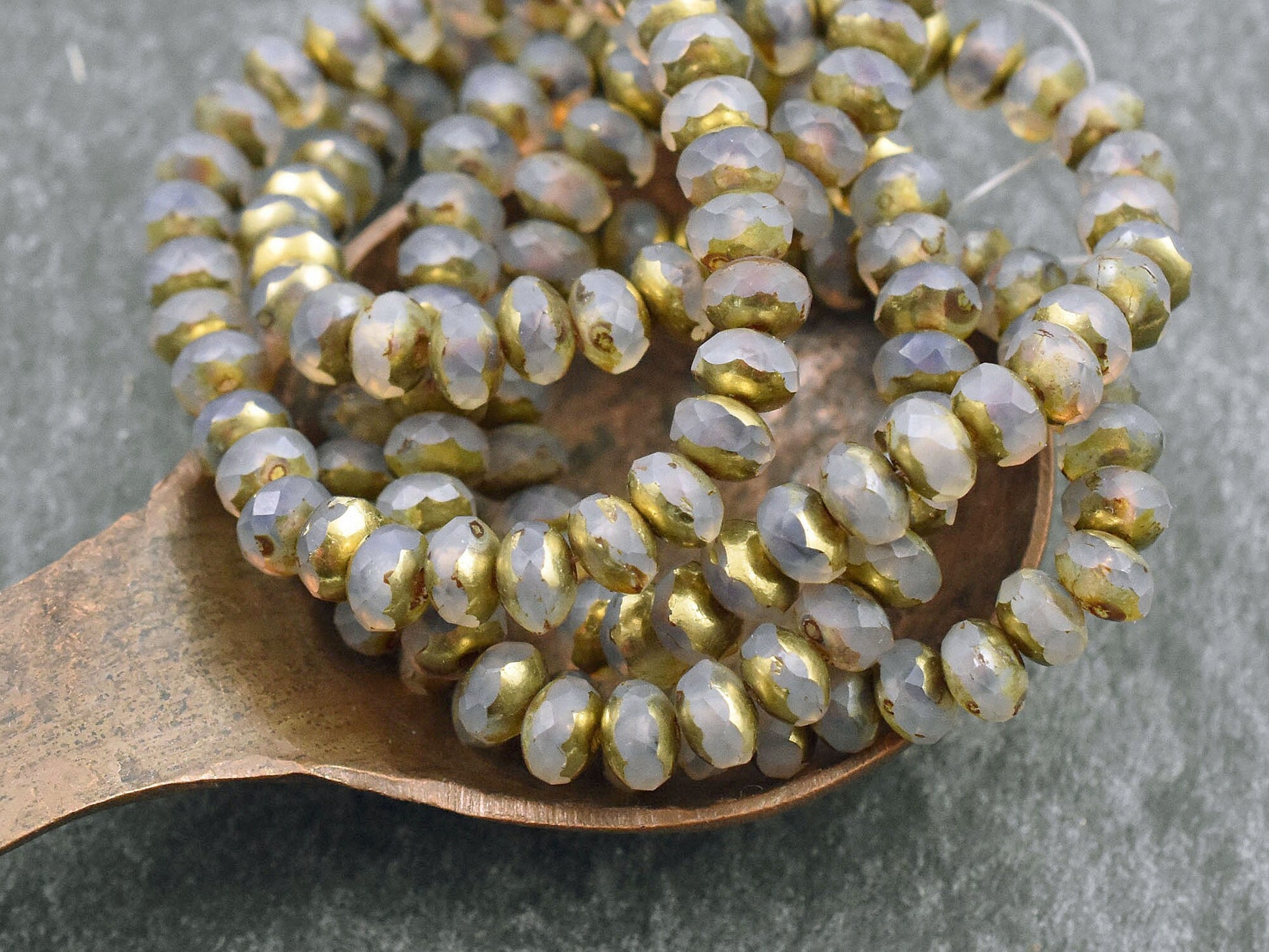 Czech Glass Beads - Rondelle Beads - Picasso Beads - Fire Polished Beads - 3x5mm - 30pcs (825)