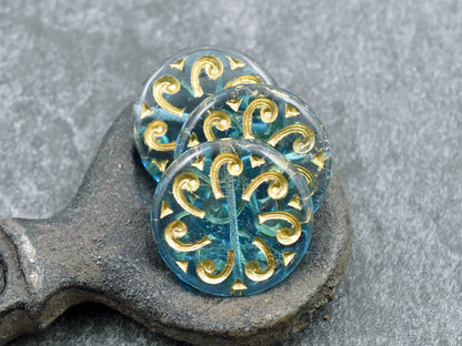 Czech Glass Beads - Sun Beads - Coin Beads - Focal Beads - Picasso Beads - 23mm - 2pcs - (4004)