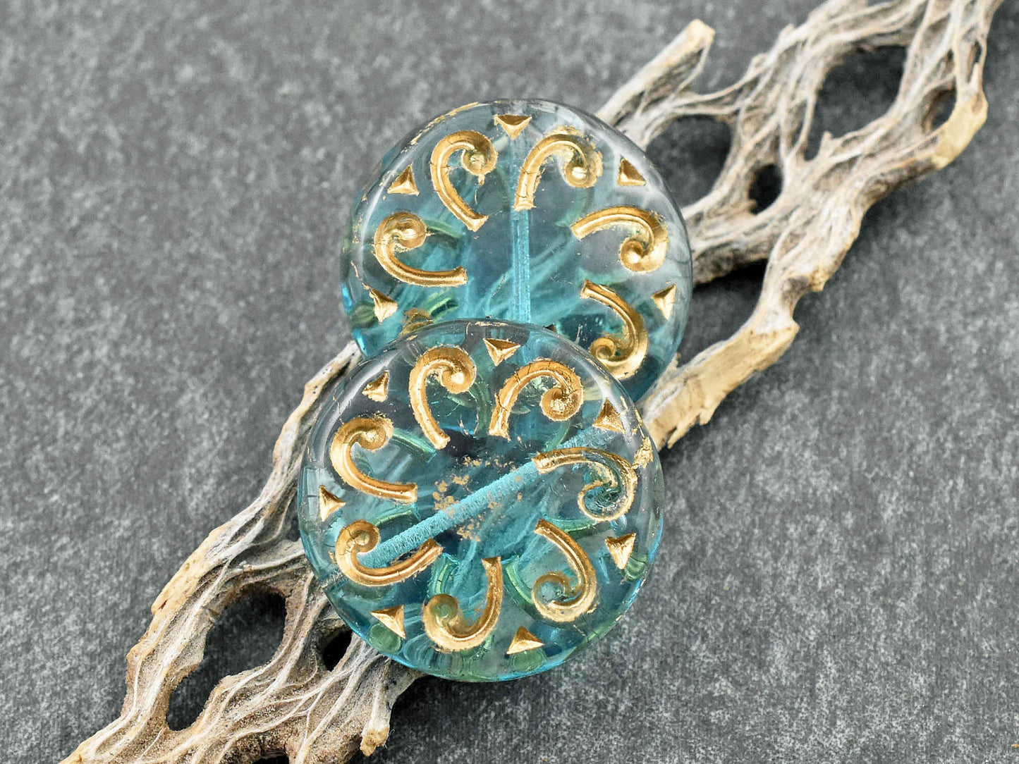 Czech Glass Beads - Sun Beads - Coin Beads - Focal Beads - Picasso Beads - 23mm - 2pcs - (4004)