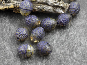 Picasso Beads - Acorn Beads - Czech Glass Beads - Fall Beads - Beads for Jewelry - 10x12mm - 8pcs - (2187)