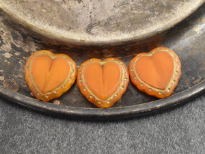 Czech Glass Beads - Heart Beads - Valentines Beads - Picasso Beads - 18mm - 2pcs - (2808)