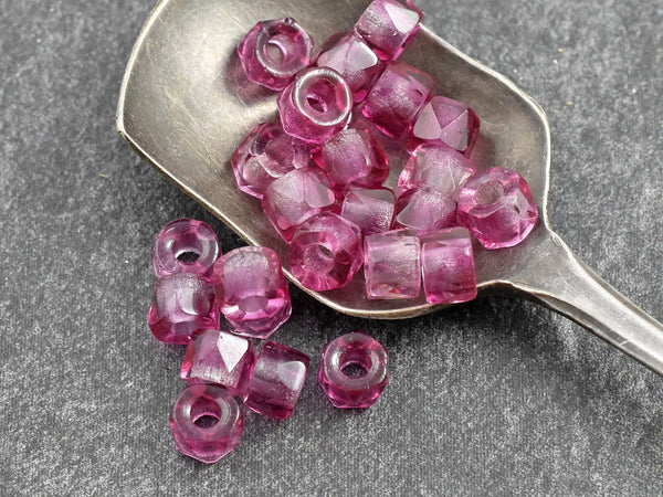 Czech Glass Beads - Large Hole Beads - Crow Beads - Rondelle Beads - Spacer Beads - 6mm - 25pcs (4341)